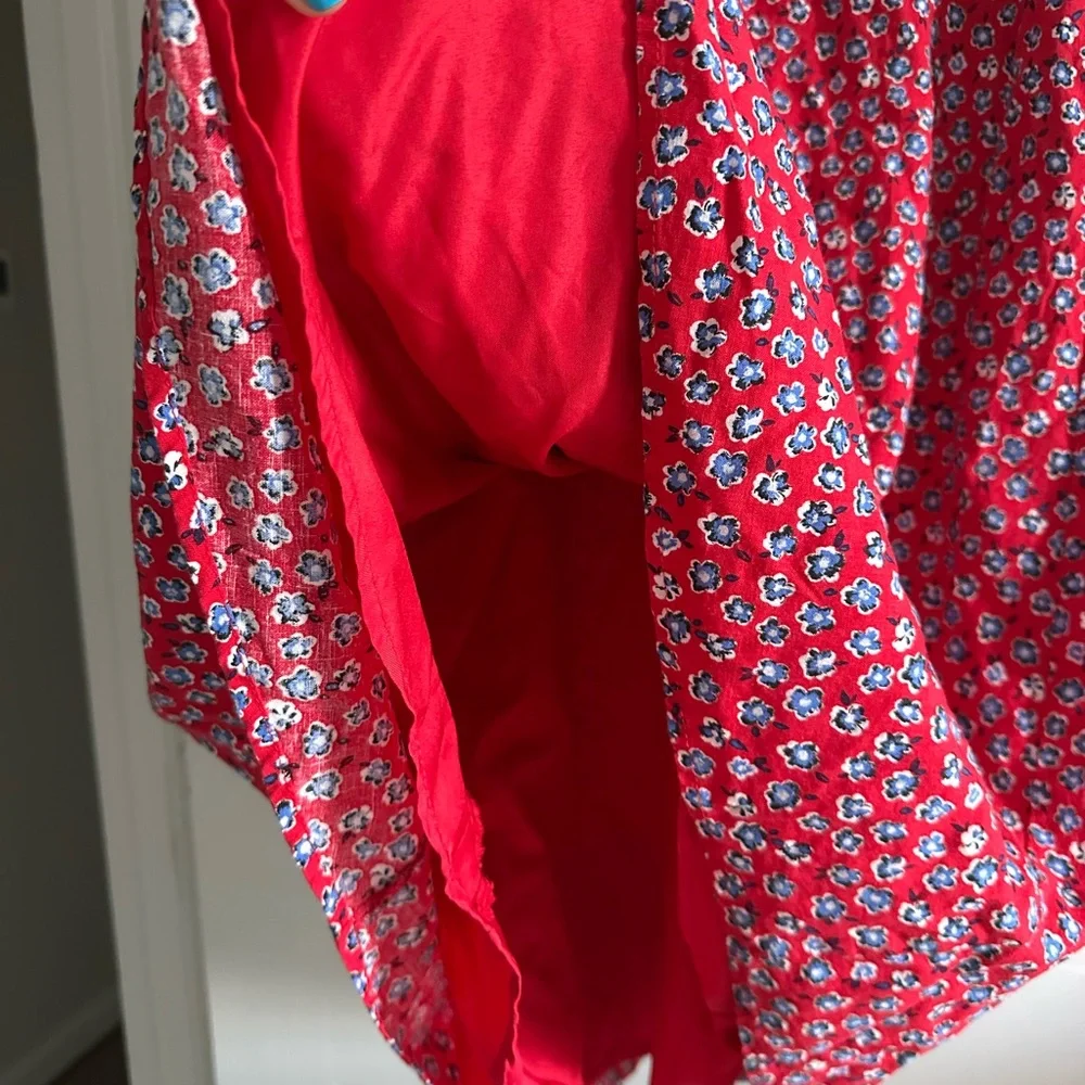 Red, White, & Blue Floral Flutter Sleeve Sundress - Picture 5 of 6